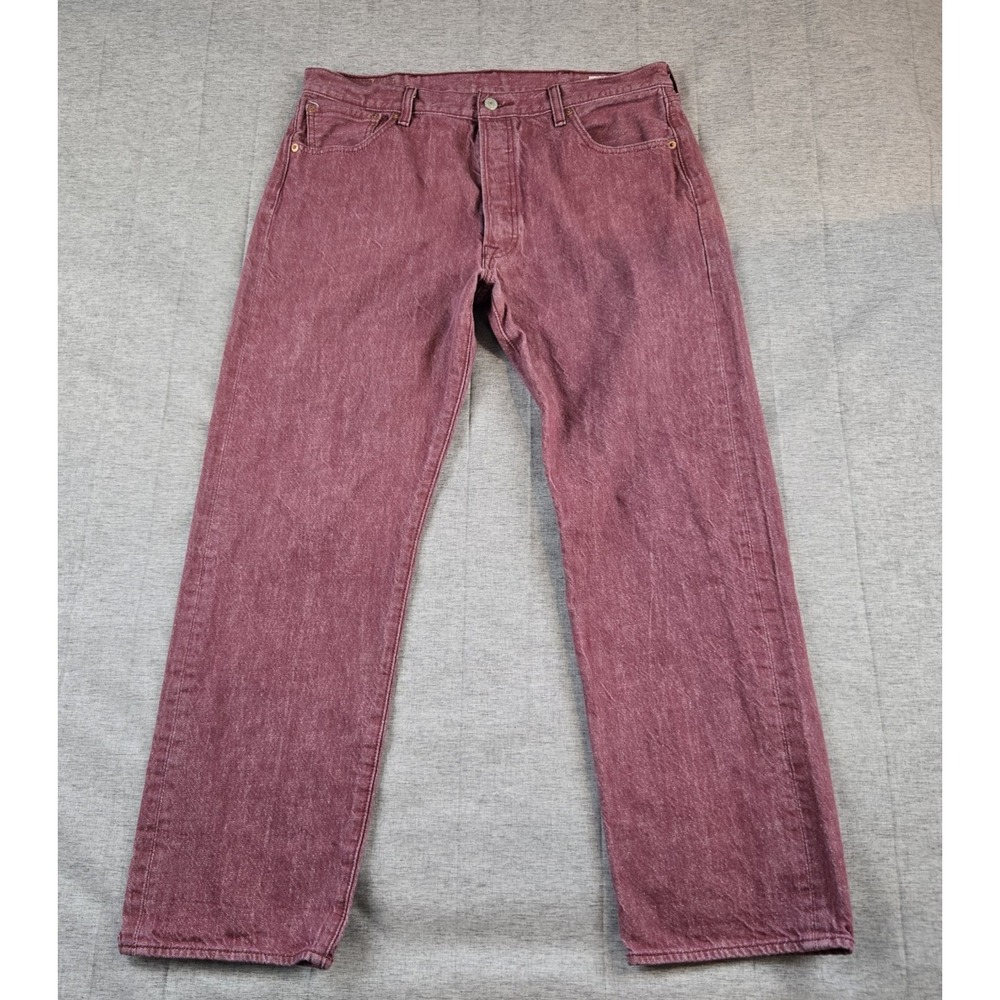 Levi's  Men's Jeans Burgundy Red White Oak Cone Raw Denim Button Fly 34" X 29"
